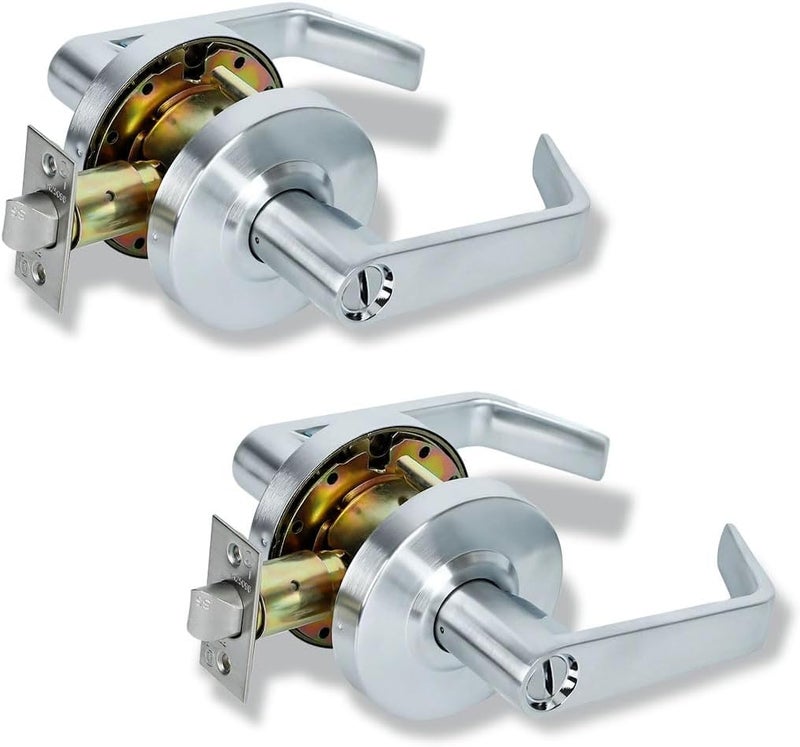 SUMBIN Ansi Grade 2 UL Fired Rated Commercial Heavy Duty Privacy Door Lever Lockset, ADA, Satin Chrome Finish 2PCS - Image 1